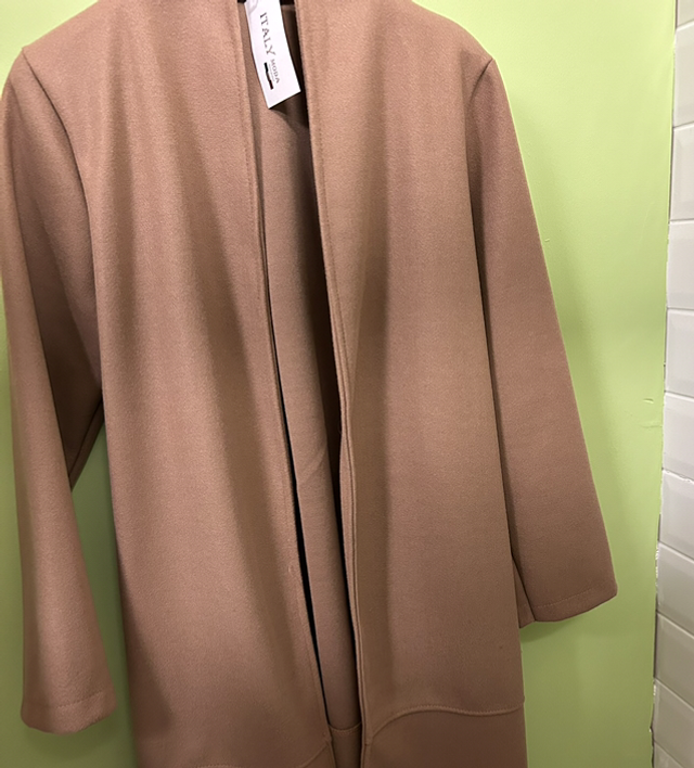 Italy Moda - Beige Long Jacket with Fringes - 777