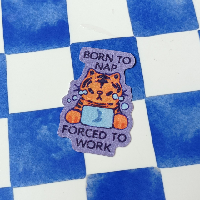born to nap - sand glitter sticker