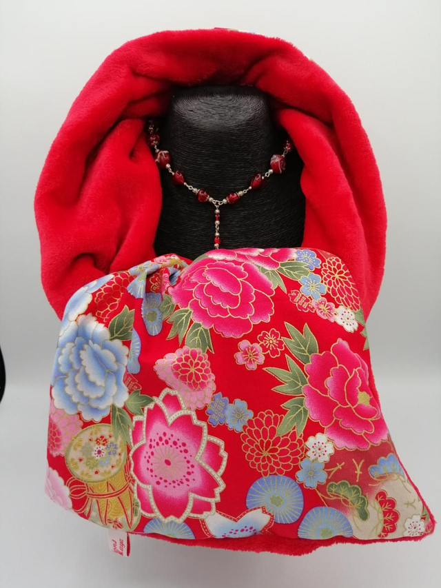 Écharpe polaire pivoines rouges