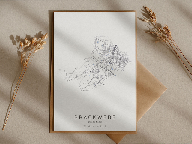 Bielefeld Brackwede Stadtkarte | Druck | Postkarte