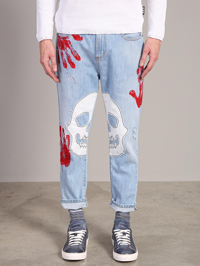 514JE64 - BERNA JEANS patch teschi Modello carrot fit 5 tasche