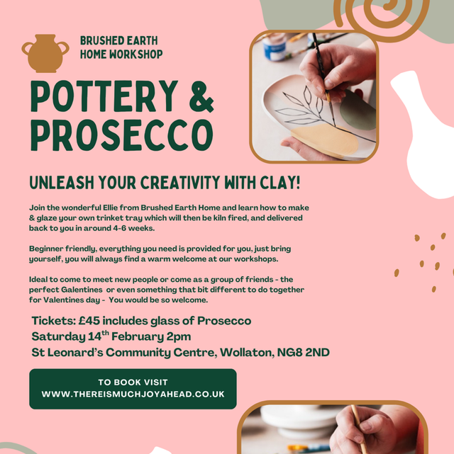 Pottery and Prosecco Workshop - 14th Feb 2026 @2pm