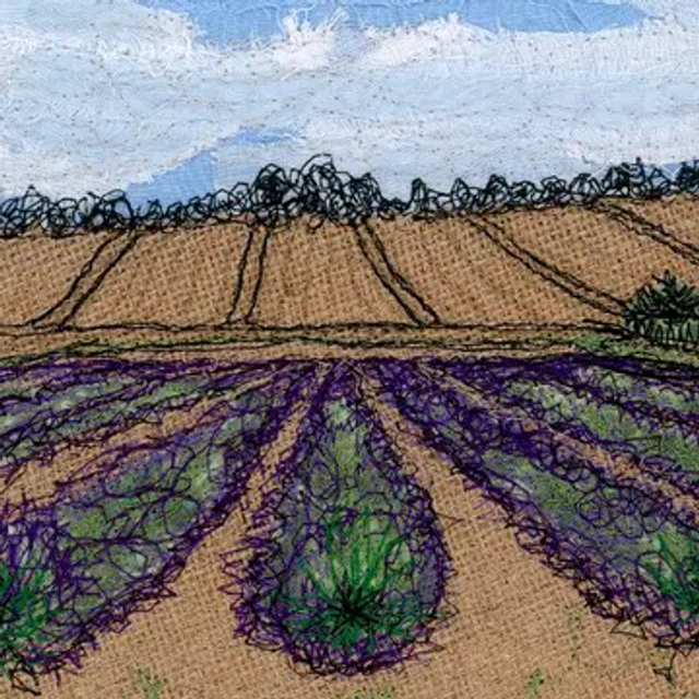 Lavender Fields Embroidery Art Card