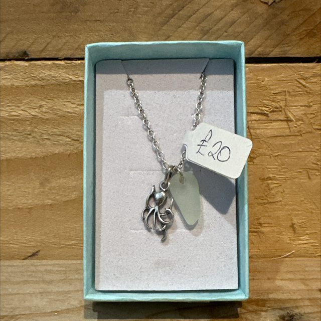 Octopus and Seaglass Necklace