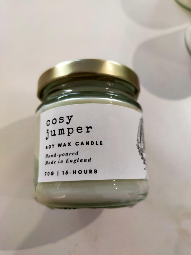 Cosy jumper 100% natural soya candle, jumper