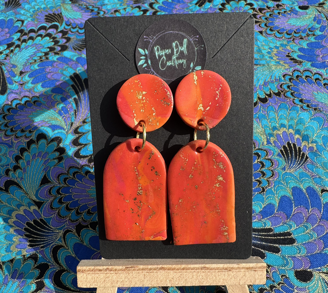 Sunset Arch Stud Earrings with Gold Leaf
