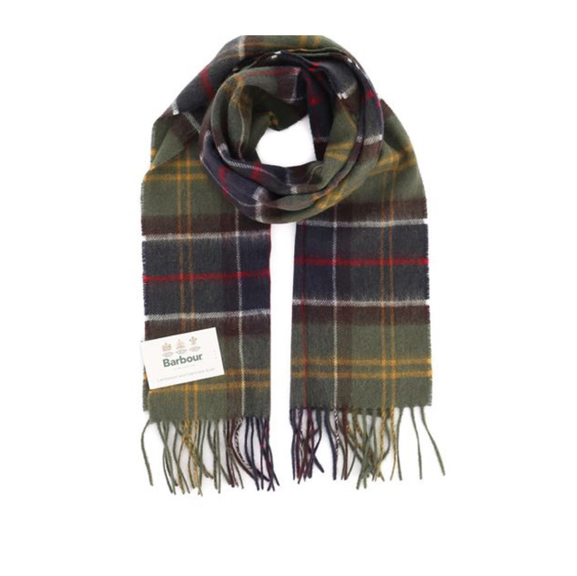 Barbour Tartan Lambswool Scarf Olive Green