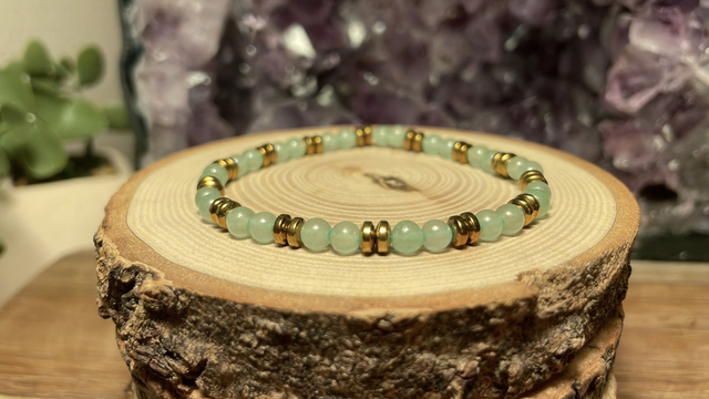 Bracelet AVENTURINE 4mm (Avec Hématites)