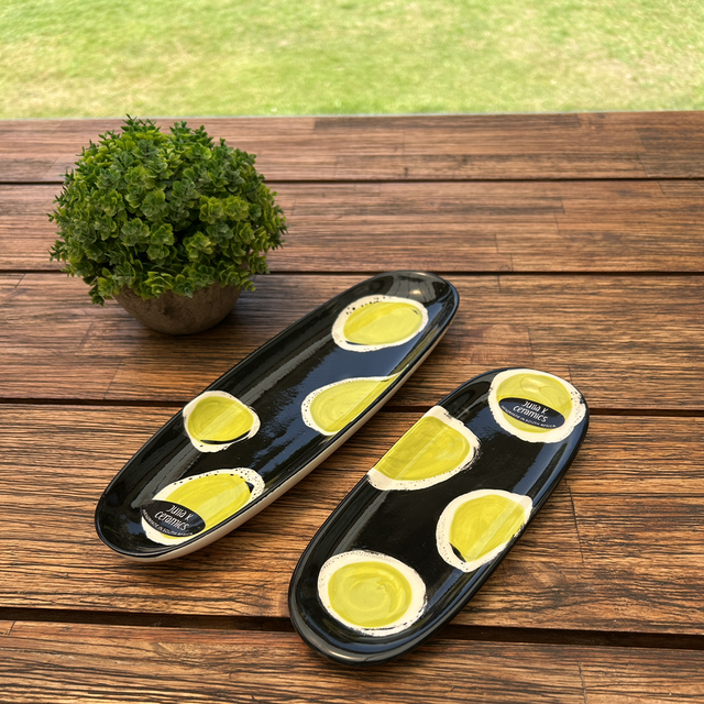 Cerámica Giraffe Lemon - Set 2 platos largos