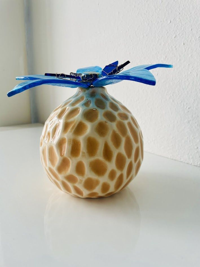 Kleurrijke Glazen Blauwe Bloem - Uniek Cadeau voor Tuinliefhebbers