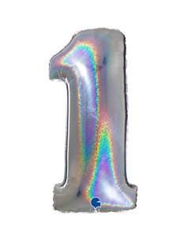 Numero 1 Holografico Argento 