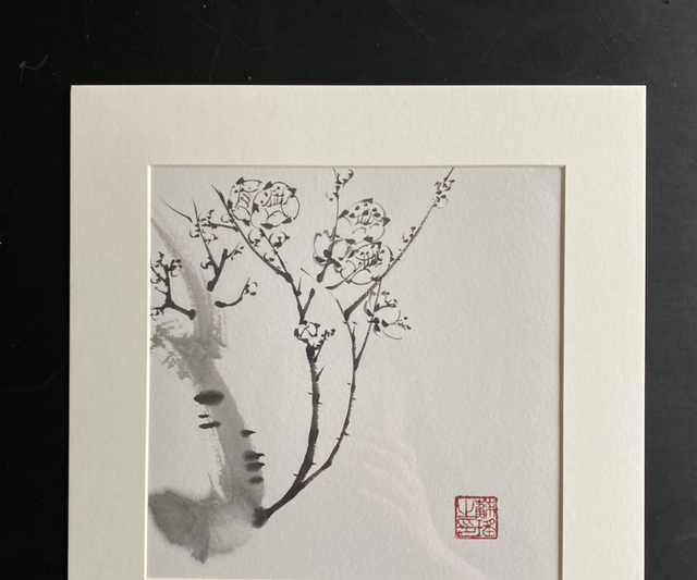 Original hand made Plum blossom painting Window Mount,19cm*19m