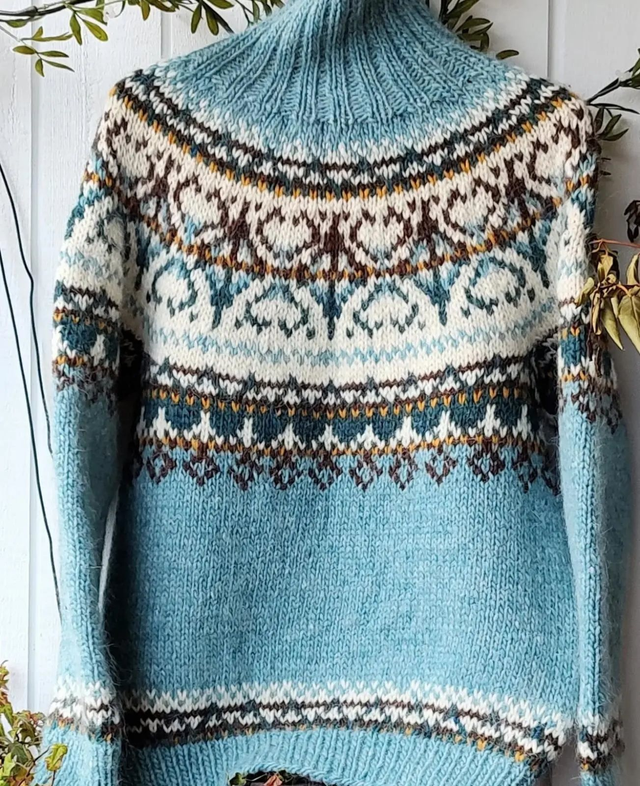 Alasuq Polar Sweater Kit - Col 21 (Arctic Exposure & Chocolate) - Wool & Pattern - Linka Neumann