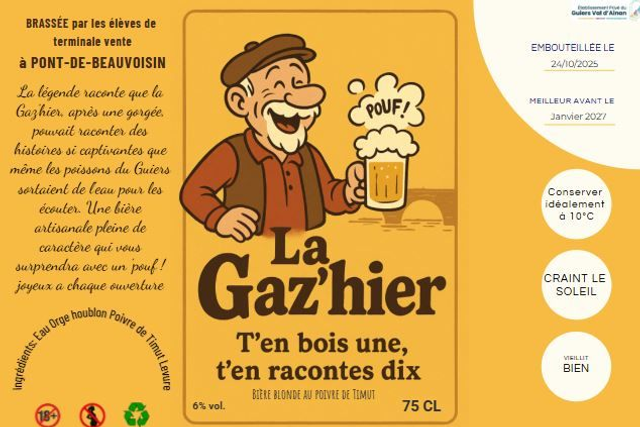 La Gaz'hier Timut - Bière brassée au lycée par les Term TCVA - 75cl