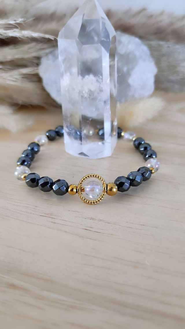 Bracelet "Confiance en soi" Hématite facettée