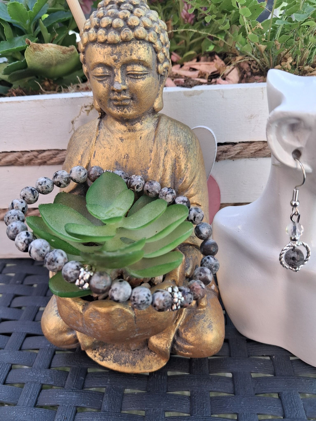 Bracelet Yooperlite + boucles d'oreilles 