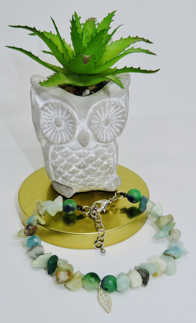 Bracelet en Amazonite du Brésil avec Quartz vert