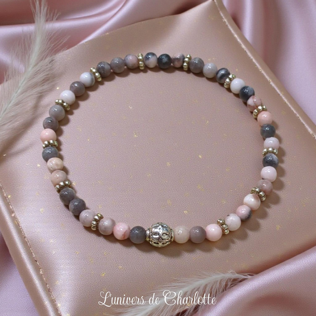 Bracelet "Opale rose" - Perle 4 mm - REF27