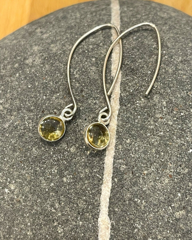 Raw tiny birthstone & sterling silver drop earrings