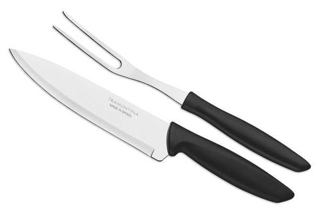 Jogo Faca E Garfo Trinchante Tramontina Aço Inox 7 Pol.