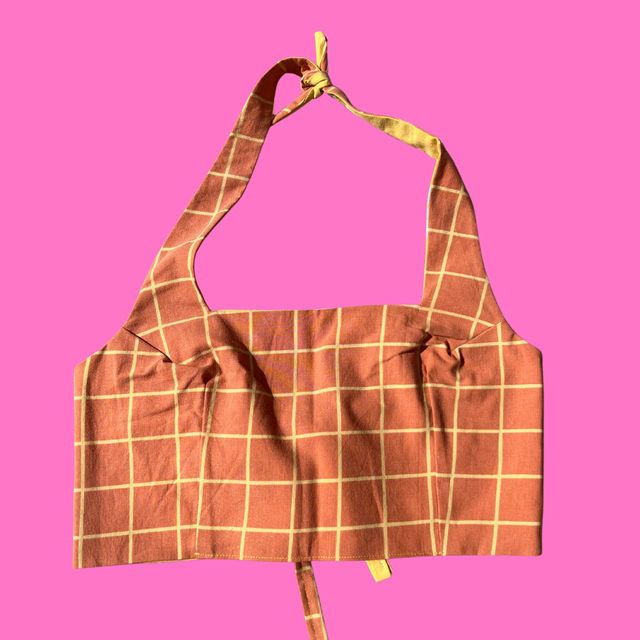 Crop top reversible "Carrelage de mamie" - M