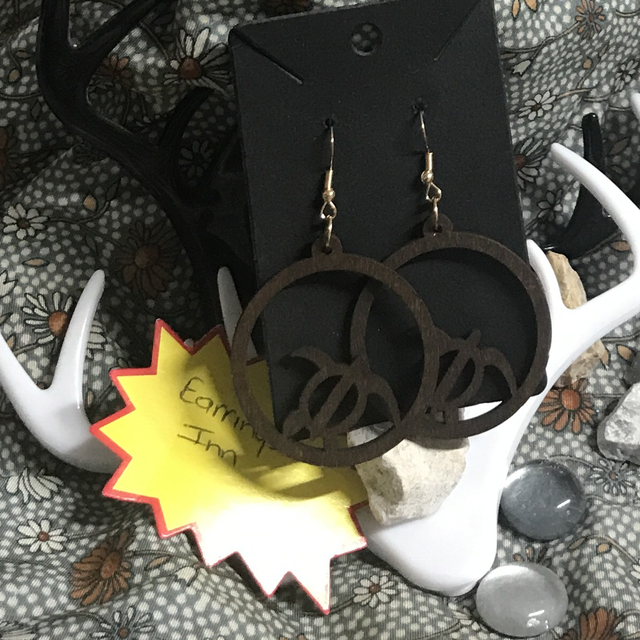 Brown Wood Dangling Earrings-SWDE82