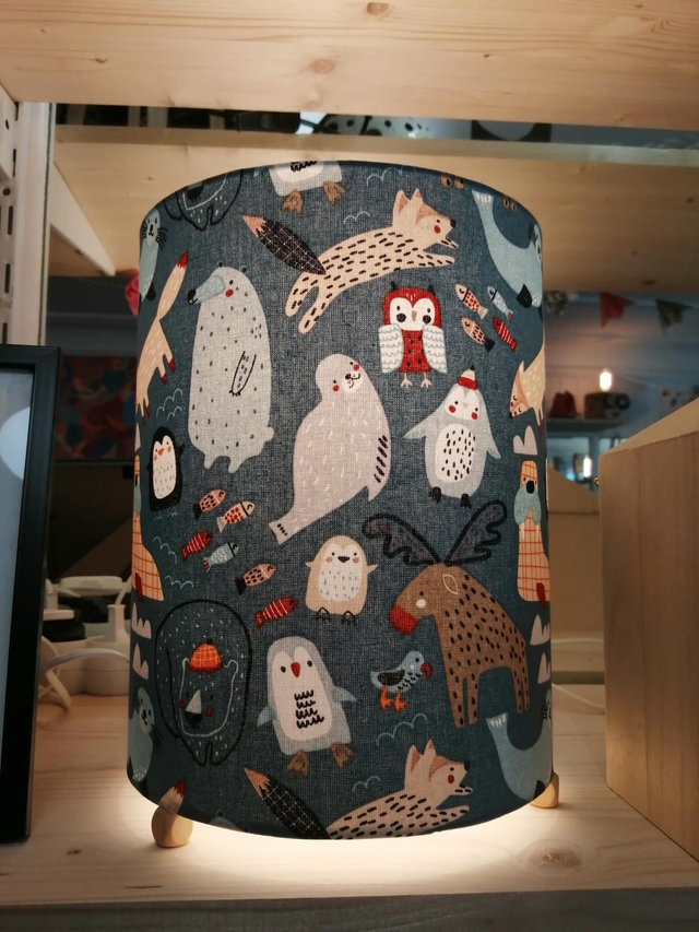 Lampe à poser Animaux fond bleu