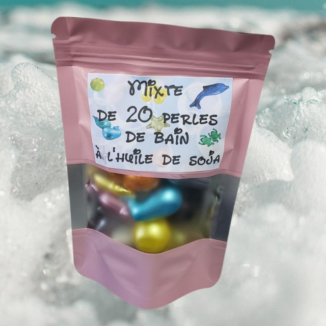 Sachet mix de 20 perles de bain à l'huile de soja 