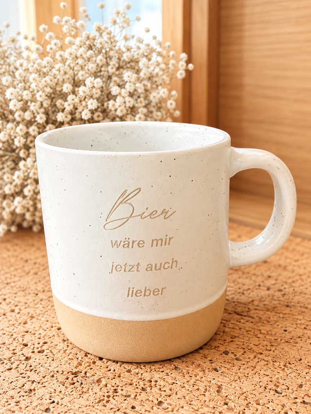 Steinguttasse „Bier wäre mir jetzt auch lieber“
