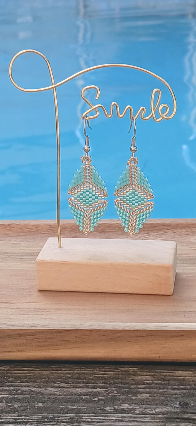 Boucles Géo bleu et sable