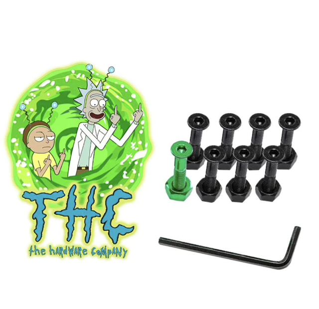 The Hardware Company THC Rick and Morty Green Skateboard Nuts &amp; Bolts 1"