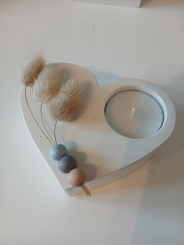 Bougeoirs haut cœur décoré 