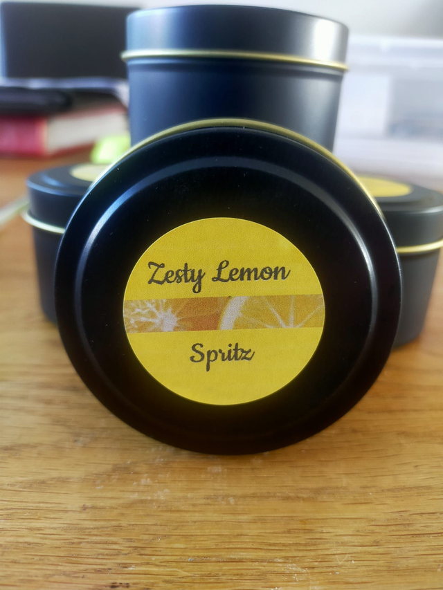 ZESTY LEMON SPRITZ  BLACK TIN CANDLE