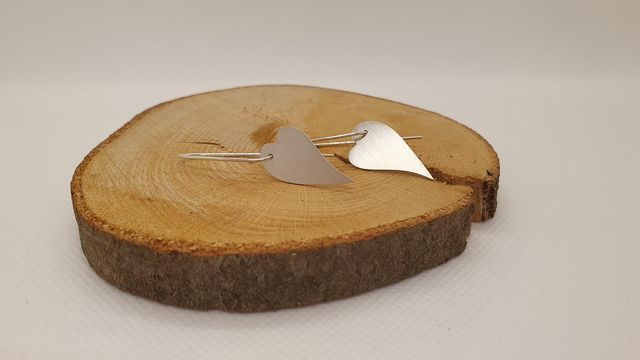 Boucles pendantes "Cœur" - Argent massif