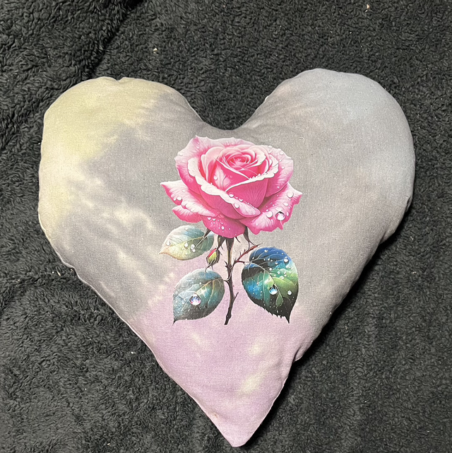 Hand Tie dye cushion with red rose