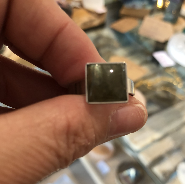 Bague réglable inox labradorite