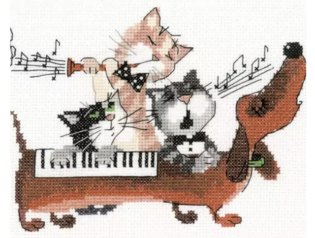 RIOLIS Dachshund Blues Counted Cross Stitch Kit