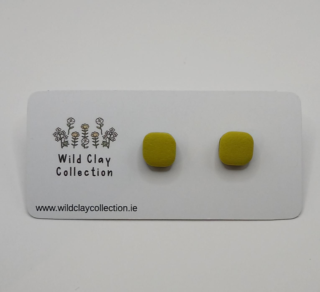 Lime Green Small Square Stud