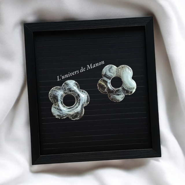 2 Pampilles fleurs marbré  (créoles interchangeables)