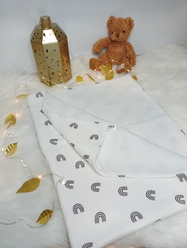 Couverture Lange doublée  &quot;Arcs-en-ciel&quot; noirs