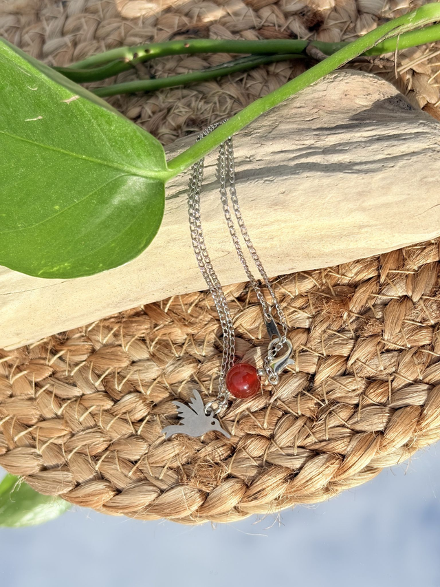 Collier colibri et cornaline