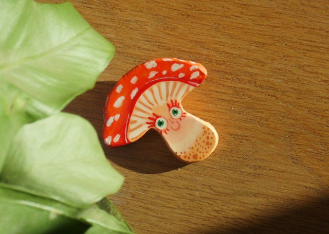 Amanita Muscaria - Mushroom brooch