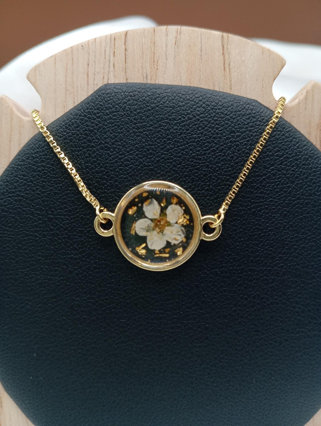 Bracelet réglable fleur séchée blanche