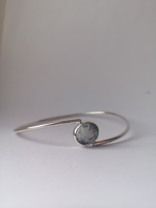 Silver Bangle with Dendrite