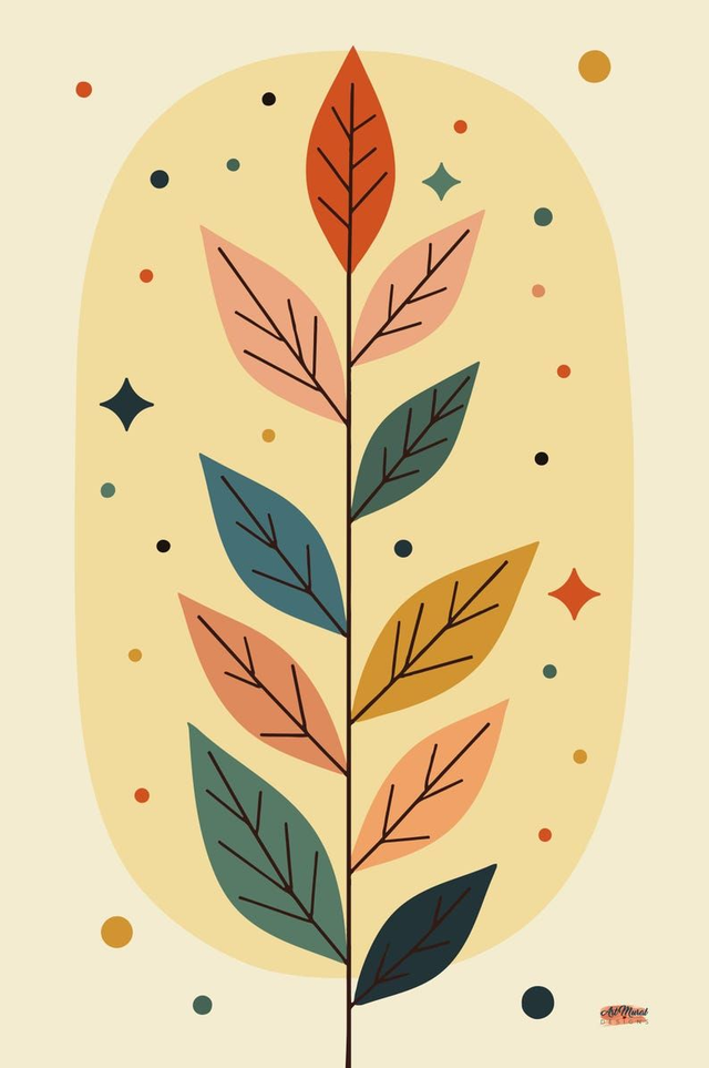 Feuilles d'Automne Minimalistes 🍂 | Toile Scandinave & Nature – Décoration Murale Épurée 🎨