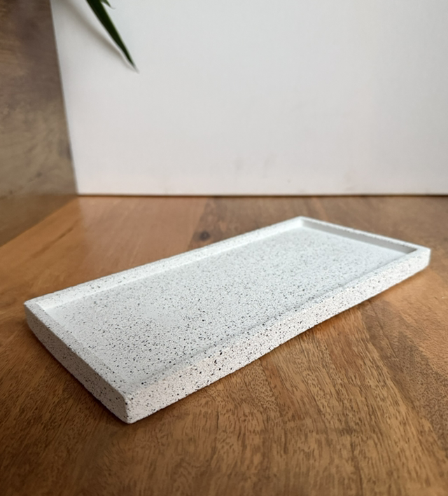 Grand plateau rectangulaire effet pierre