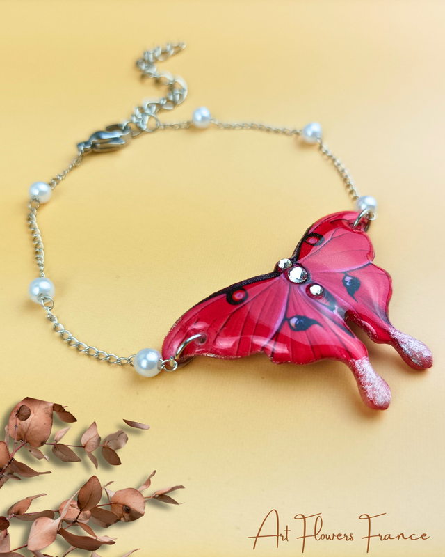 Bracelet Papillon Mystique rouge  