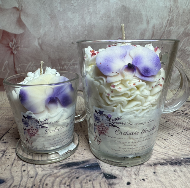 Bougie exquise orchidée blanche 