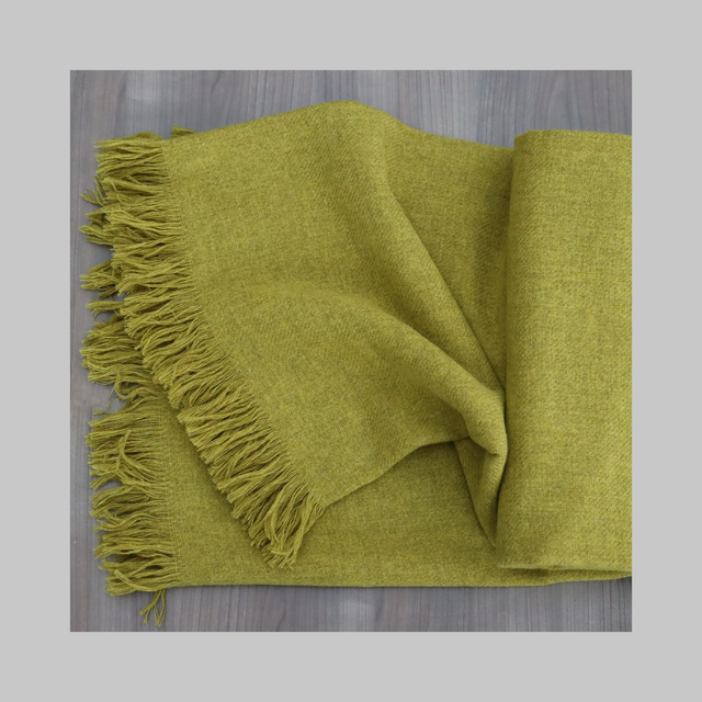 DUFY plaid in 100% lana shetland con frange su due lati CM.145X180 col. verde