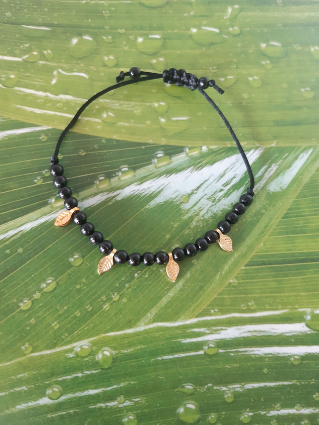 Armband Blätter gold schwarz